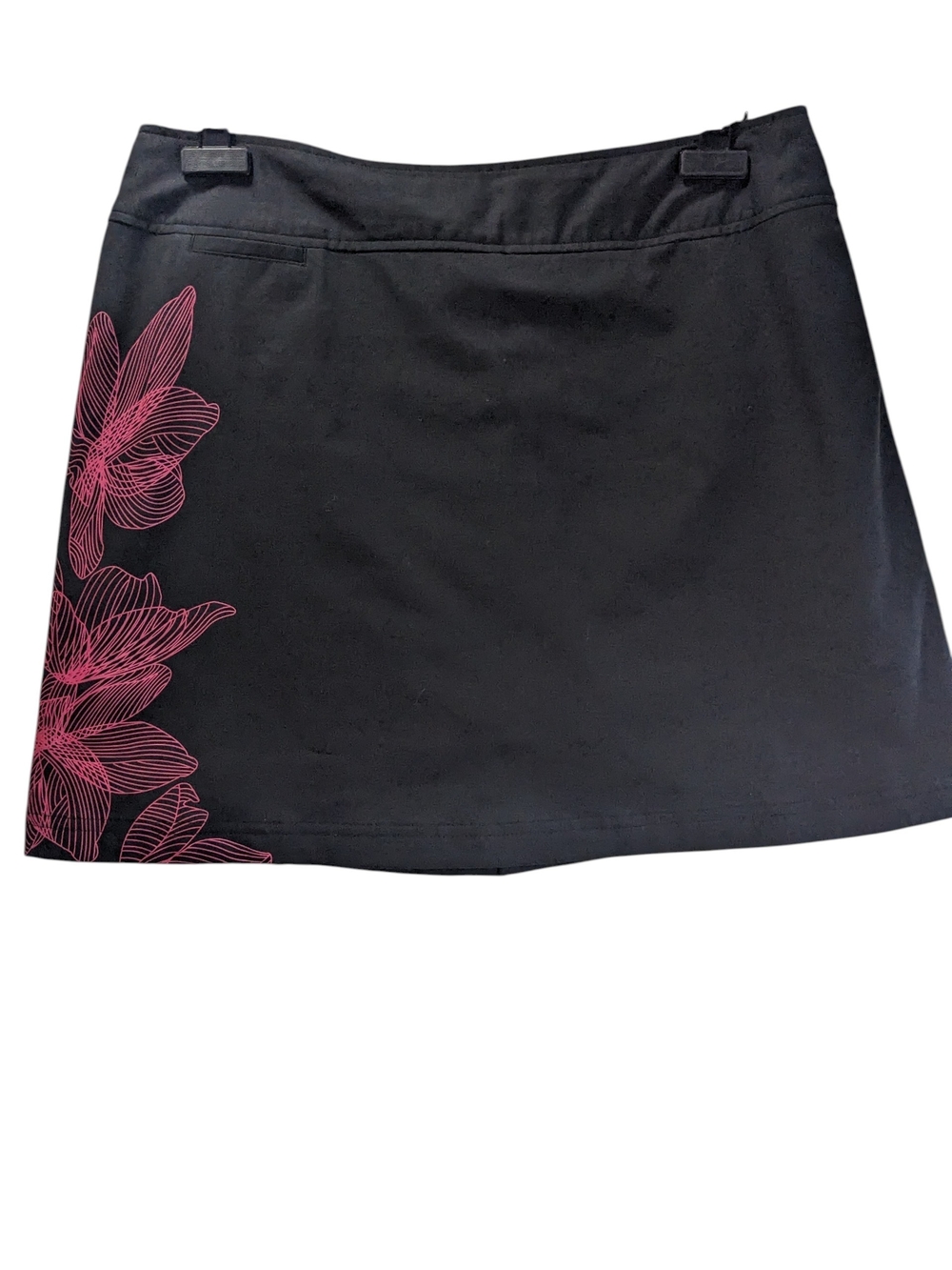 adidas Black Skort with Pink Floral Side Print Size 8 Clima Cool Active Feminist